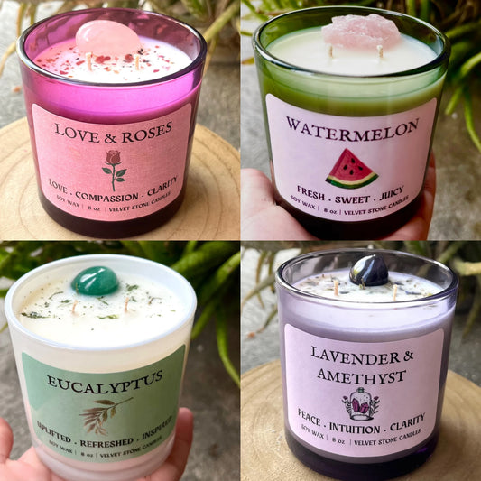 Velvet Stone - Soy based Crystal Infused Candles