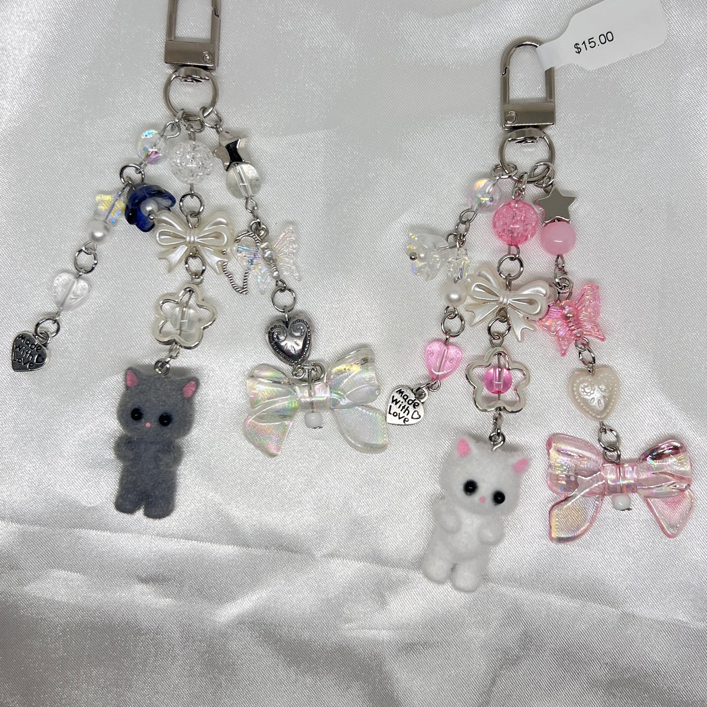 Bows and Calico Critter Cat Keychain Charm