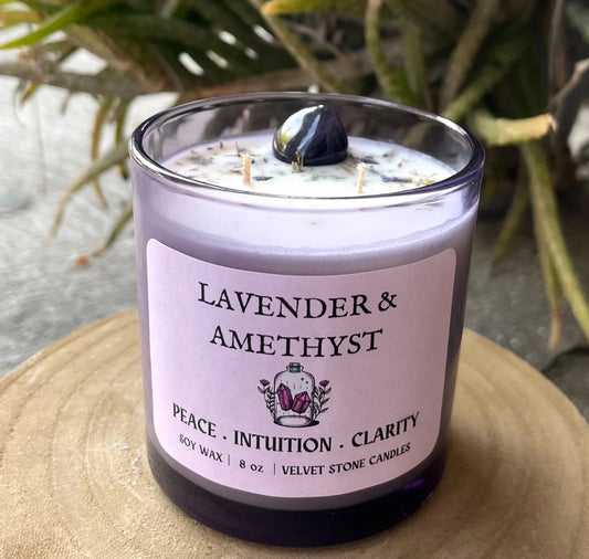 Velvet Stone - Soy based Crystal Infused Candles