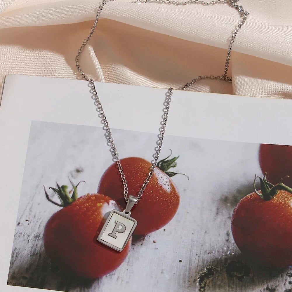 Pearl Shell Letter Necklace