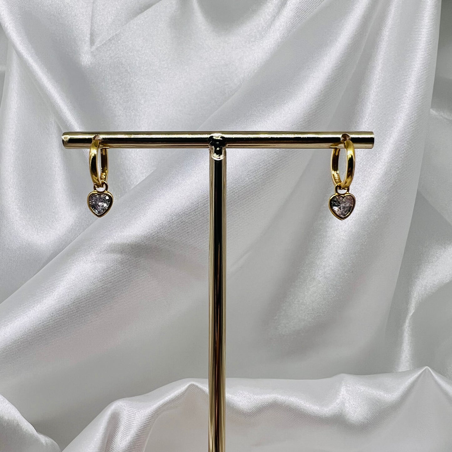 Crystal Heart Earrings (Gold Dipped)