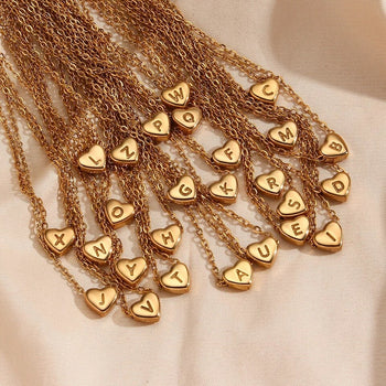 Mini Heart Letter Necklace