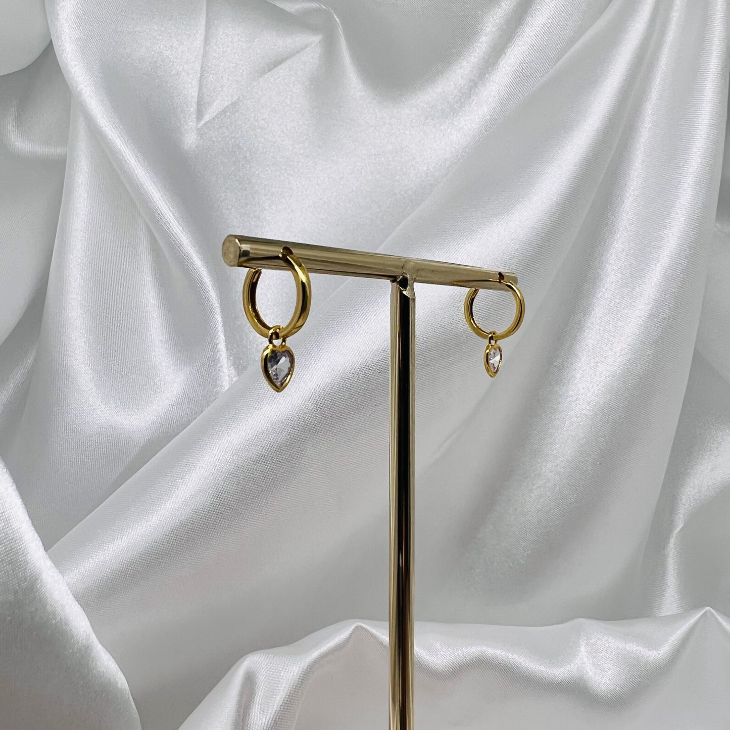 Crystal Heart Earrings (Gold Dipped)