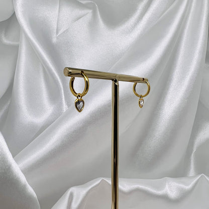 Crystal Heart Earrings (Gold Dipped)