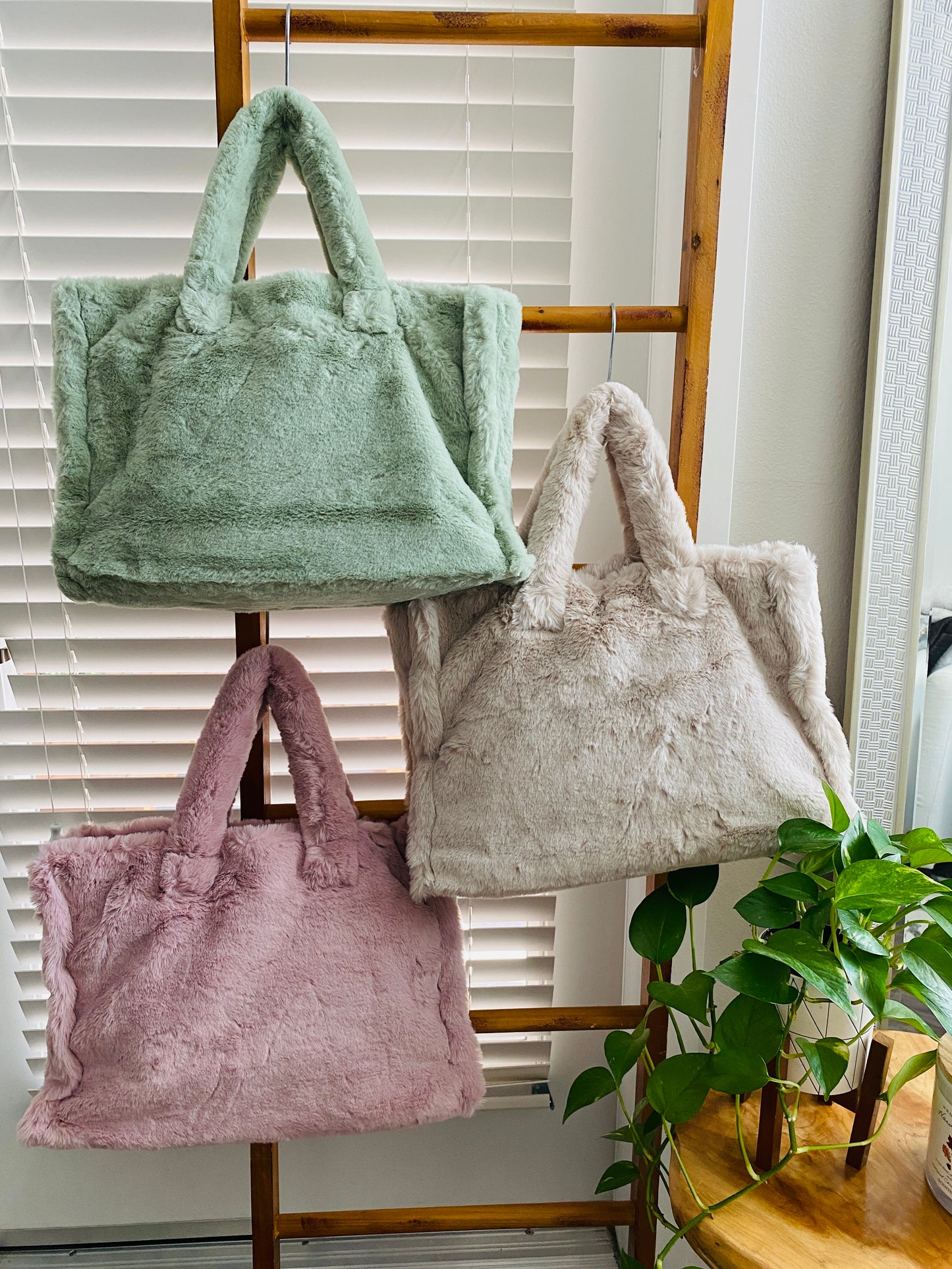 Fuzzy Tote Handbag
