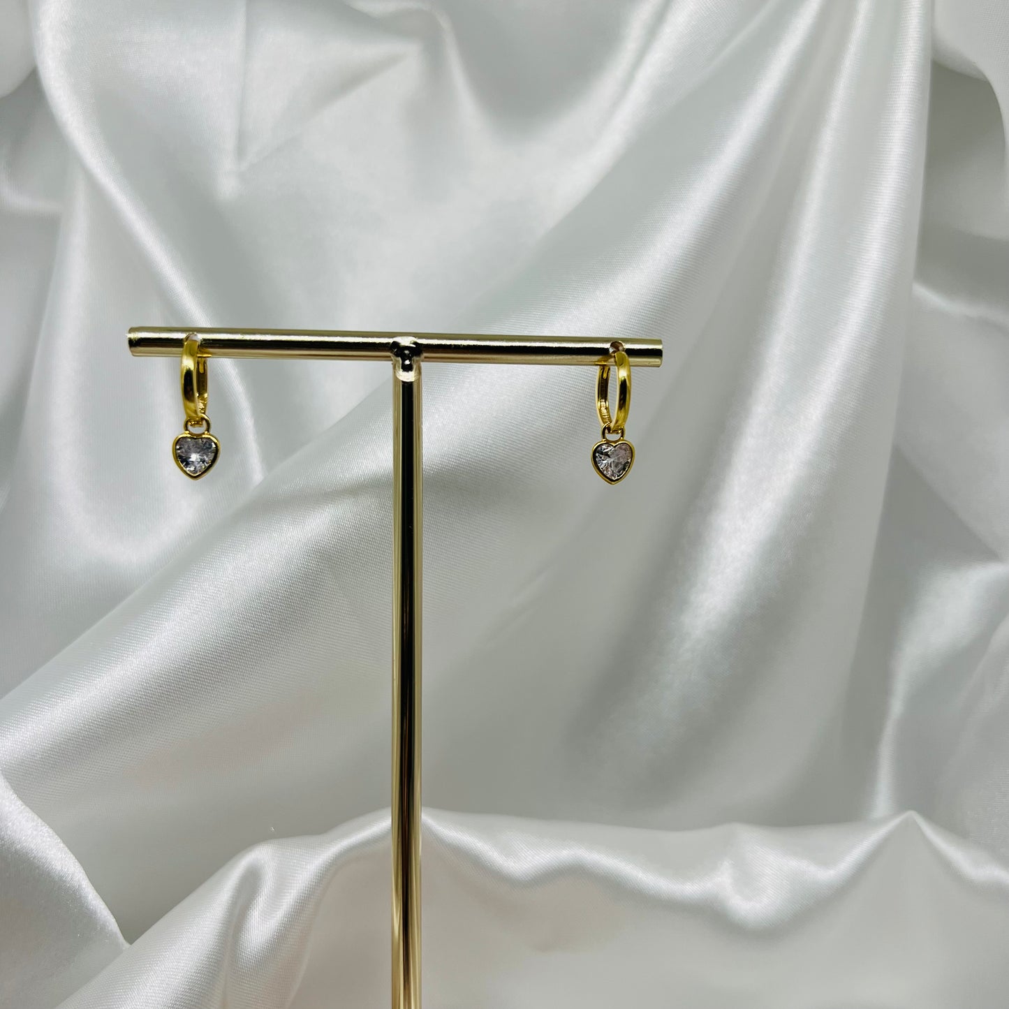 Crystal Heart Earrings (Gold Dipped)
