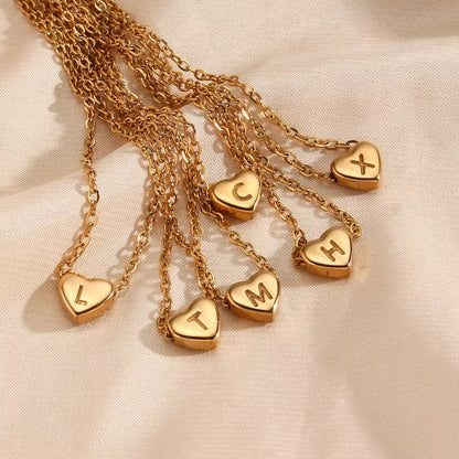 Mini Heart Letter Necklace